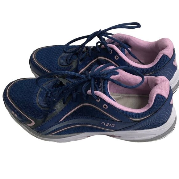 RYKA WOMEN‎ NAVY/PINK  SKY WALK LACE UPWALKING SHOES SZ 8 - Picture 1 of 9